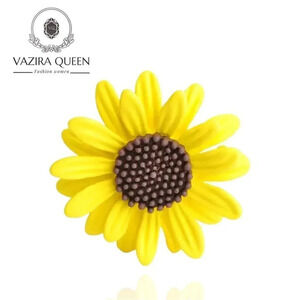 VQ Enamel Sun Flower Brooch